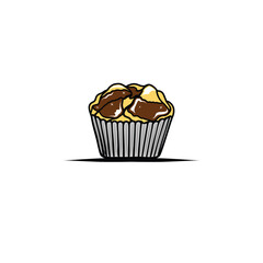 sweet steamed sponge cake vector illustration