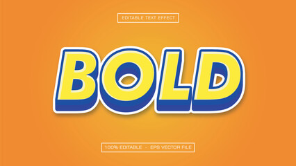 Bold 3D Text Effect with Blue and Yellow Typography on Orange Background