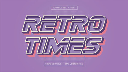 Retro Times Text Effect with Vintage 80s Style Colorful Bold Lettering