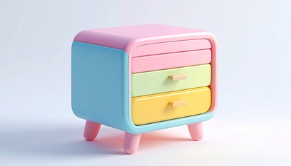 3d render of a modern building icon on a white background with a vintage red leather briefcase and a plastic office mailbox object for business travel