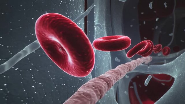 Red Blood Cells Flowing Through Vein.