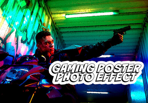 Gaming Poster Photo Effect with Cinematic Action Style