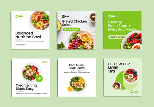 Healthy Food Social Media Post Template For Nutrition And Clean Eating