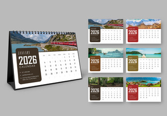 Modern Desk Calendar 2026 Template Design