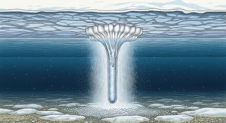 Brinicle icicle forming under sea ice; cold ocean phenomenon