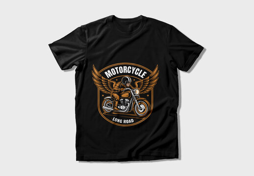 Motorcycle Long Road Vintage Biker Rider T Shirt Design