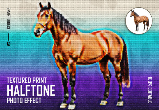 Textured Print Halftone Photo Effect with Retro Graphic Style