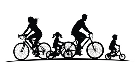 Naklejka premium Happy family cycling together on a sunny day