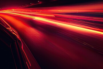 Car speeding in tunnel. Long exposure of light traces. Abstract motion background