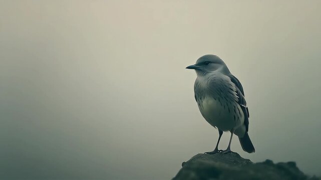 Calm bird standing quietly and breathing gently, peaceful natural idle wildlife behavior with soft light and minimal background, tranquil nature scene for meditation, documentary, and stock video