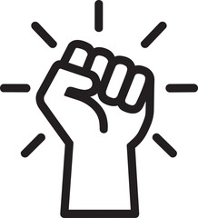 Obraz premium Raised fist strength power icon outline