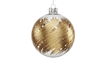 Elegant gold and silver christmas ornament isolated on white background
