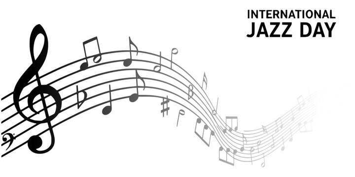 Vector illustration of flowing music notes on a musical background