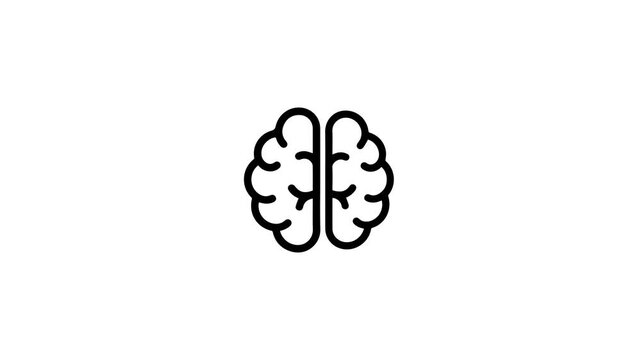 Black brain vector icon animation isolated on a transparent background.