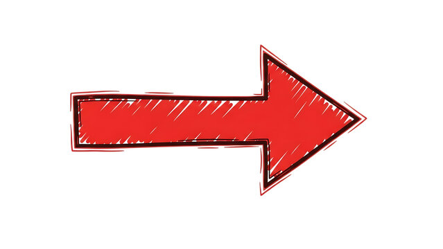 Red arrow pointing right isolated on white background