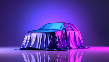 Covered car with dramatic blue-purple lighting