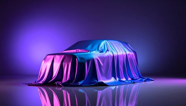 Covered car with dramatic blue-purple lighting