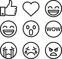 Obraz premium Social media emoticon reactions icons for online communication and engagement