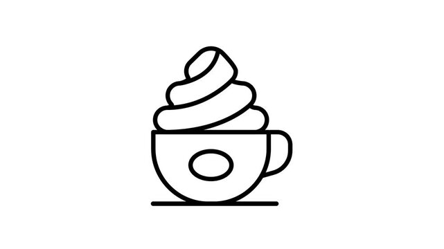 Animated coffee cup with cream icon looping