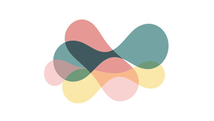 This abstract illustration features overlapping organic shapes with soft colors, representing creativity, balance, and modern design aesthetics. It is suitable for branding, backgrounds, presentations