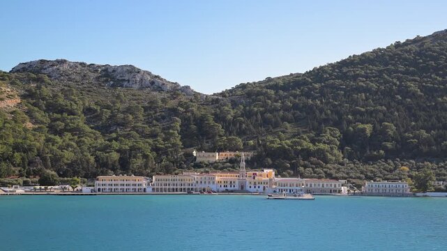 Panormitis Monastery and Sea View on Symi Island, Greece
