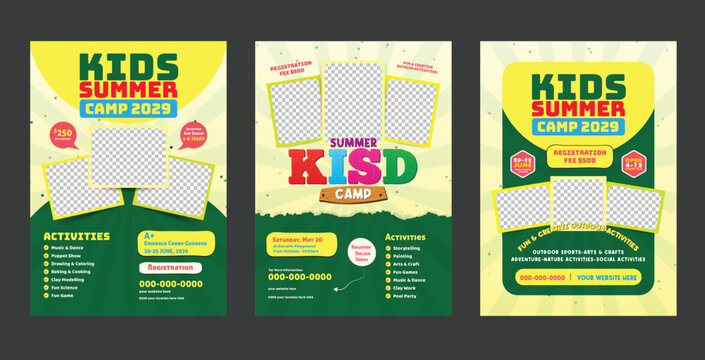 kids summer camp and diploma poster layout poster or flyer for preschool children featuring