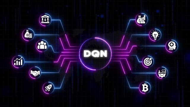 D Q N Concept Futuristic Neon Infographic Business Finance Technology futuristic technology cryptocurrency