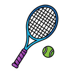 Tennis racket and ball isolated on transparent background