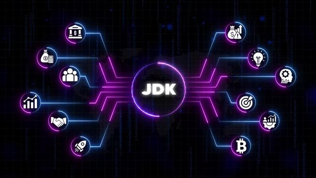 J D K business finance technology neon light background