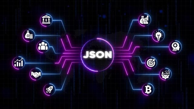 J S O N data visualization with representing finance business growth and technology json