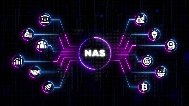 Network Attached Storage N A S Concept with Financial Technology and Data Flow data storage fintech
