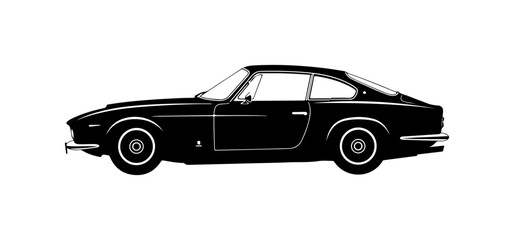 Classic Sports Car Silhouette in Black and White