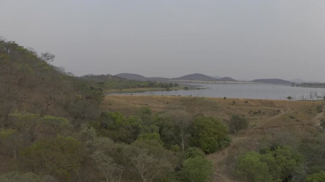Aerial Around The Angwe Dam In Zimbabwe