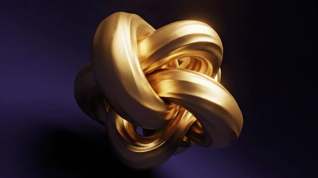 Golden abstract sculpture floating in a deep indigo void