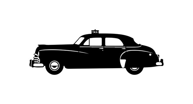 Vintage Taxi Cab Silhouette Illustration