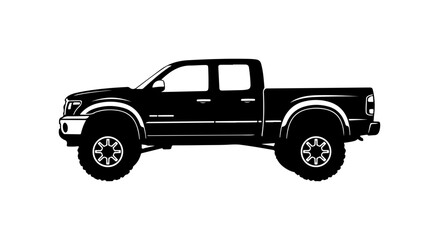 Black Lifted Truck SVG Illustration