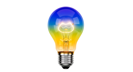 Rainbow Gradient Light Bulb on Transparent Background