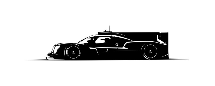 Black and White Race Car Silhouette