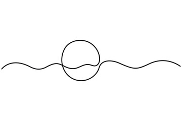 Obraz premium Black circle continuous outline drawing minimalist modern abstract art isolated.Black circle linear drawing clean minimalist abstract form on white background.