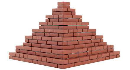 Obraz premium Red Brick Pyramid Structure on Transparent Background