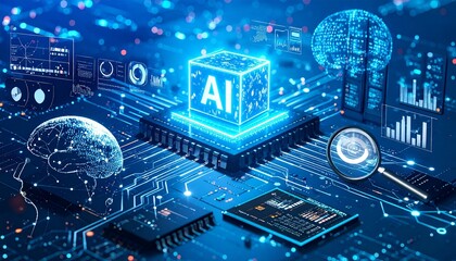 Futuristic AI core powering global data systems and neural networks.