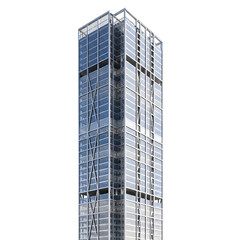 Obraz premium Modern Glass Skyscraper with Scaffolding Exterior.