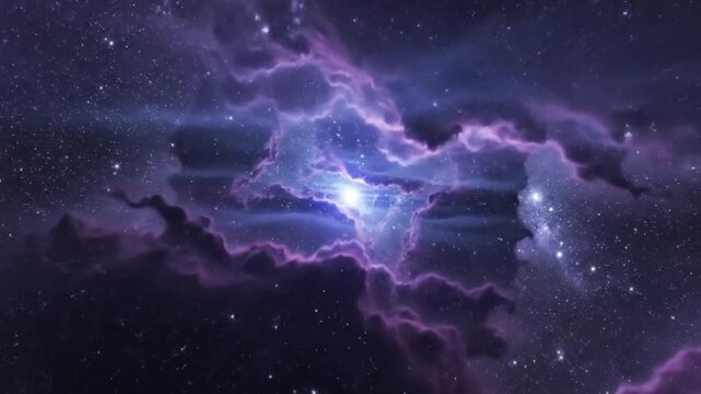 Epic Cosmic Storm Nebula with Electric Energy Light Burst and Starfield Creating Powerful SciFi Space Background Visual Animation