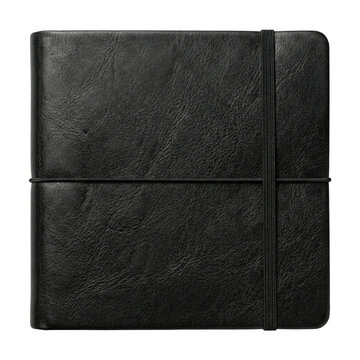 Black Leather Square Notebook With Elastic Band
