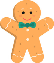 Obraz premium Cute Gingerbread Man Cookies Cartoon Illustration. Isolated Vector Character