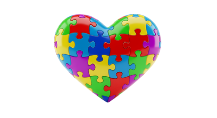 Vibrant Puzzle Heart Symbolizing Autism Awareness and Neurodiversity