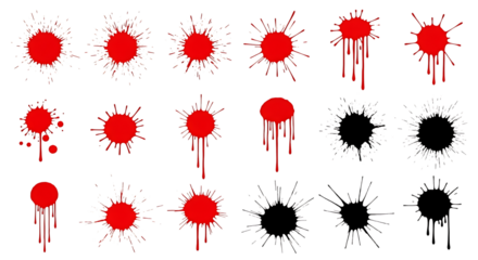 Assorted Red and Black Liquid Splashes and Stains