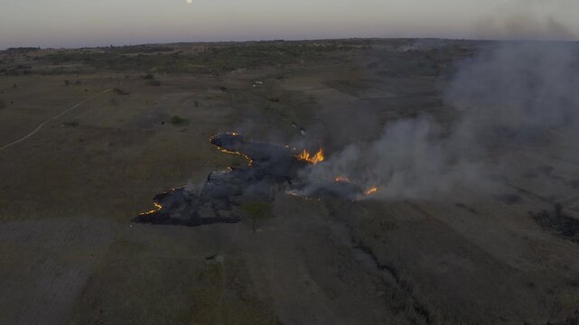 Aerial, Bush Fire In Manicaland, Zimbabwe