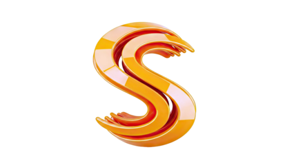 3D Orange Letter S on White Background