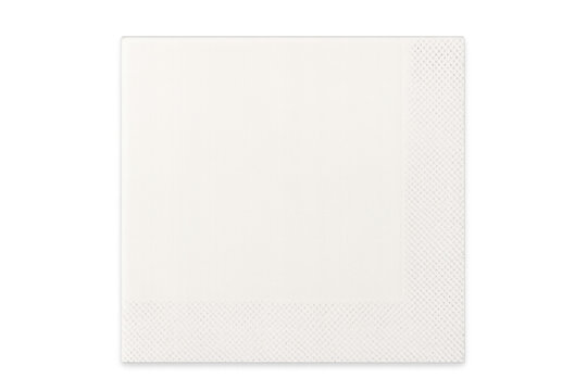 White square embossed paper napkin with textured border, studio-isolated on a transparent background
